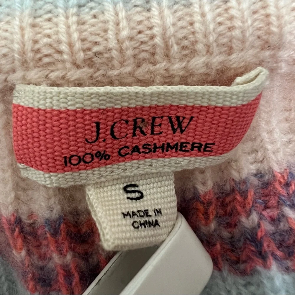 J. Crew Cashmere Ribbed Crewneck Sweater Size Small Stripped Soft Colors - Picture 5 of 8